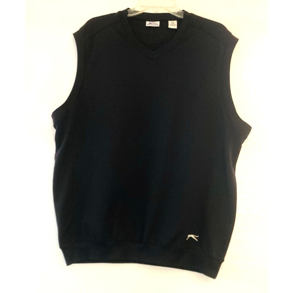 Slazenger Golf Vest Mens XL Black V Neck Pull Over Polyester